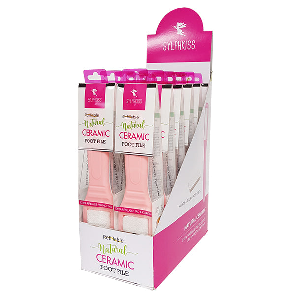 Ceramic Foot File, 12pcs (pink handle)