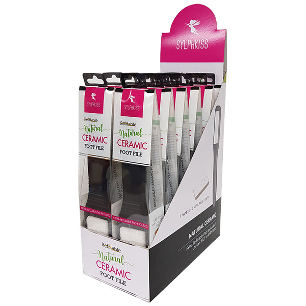 Ceramic Foot File, 12pcs (gray handle)