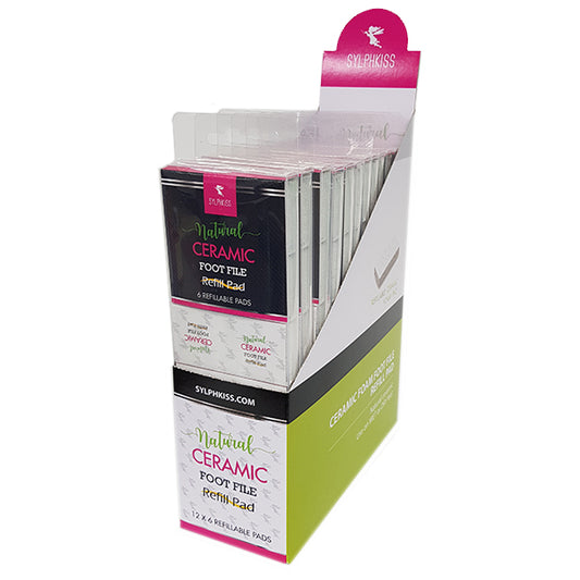 Ceramic Foot file Refill Pad, 6pcs w/case x 12 Display